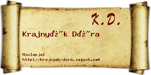 Krajnyák Dóra névjegykártya